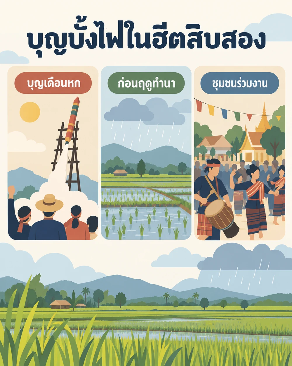 บุญบั้งไฟอยู่ตรงไหนในฮีตสิบสอง