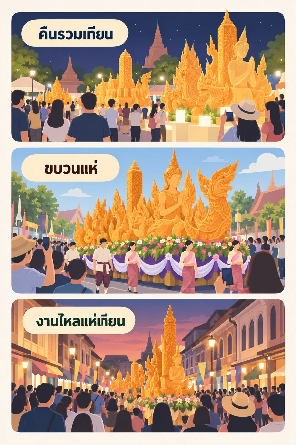 กำหนดการงานแห่เทียนอุบลราชธานี 2569