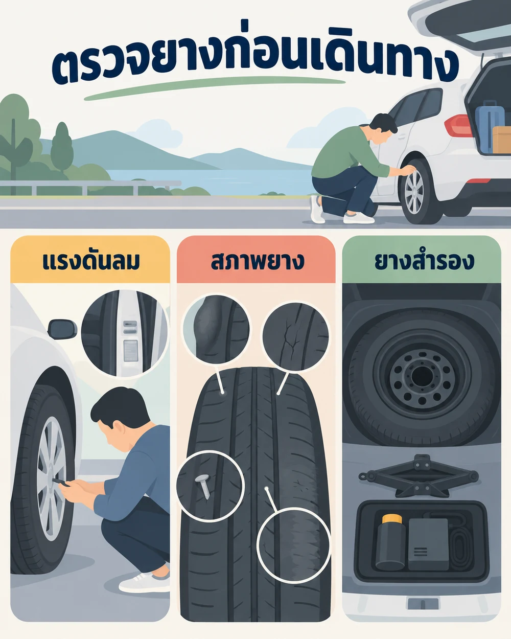 ยางรถต้องดูอะไรบ้าง