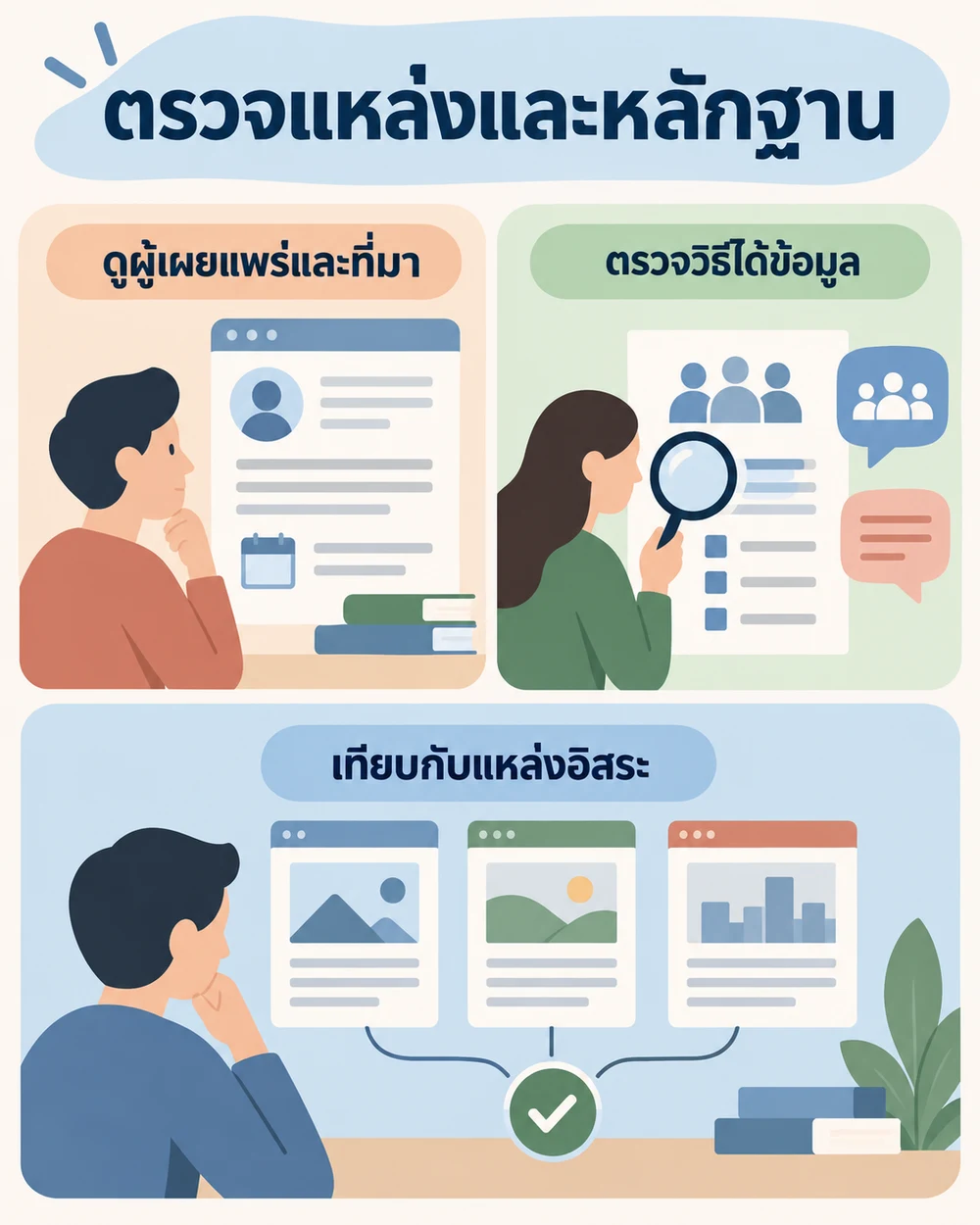 ตรวจแหล่งข้อมูลและหลักฐานอย่างไร