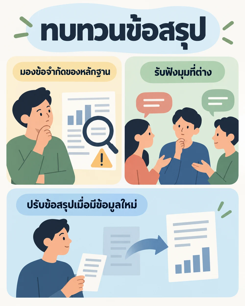 ทบทวนข้อสรุปโดยไม่ยึดติดอย่างไร