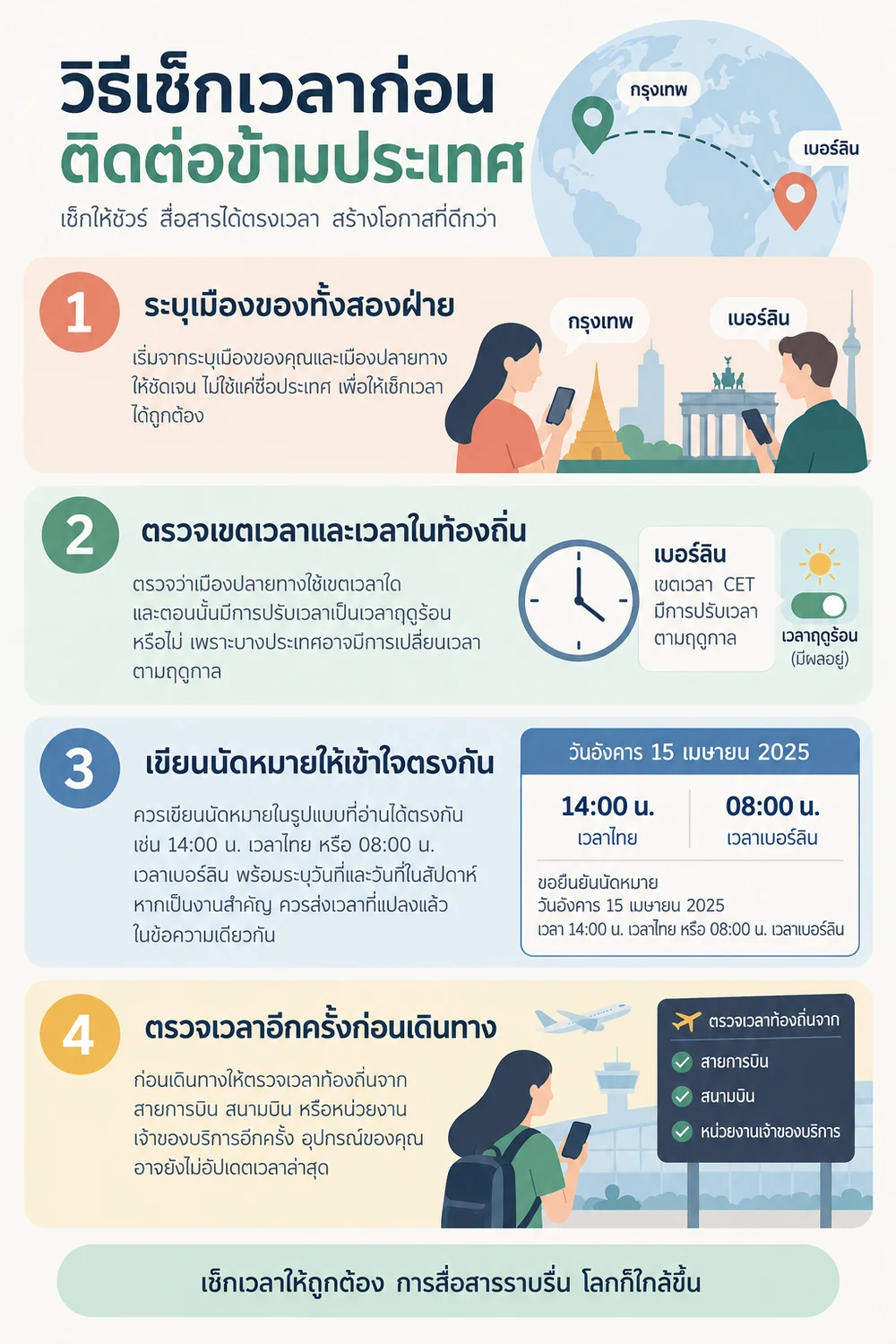 วิธีเช็กเวลาก่อนติดต่อข้ามประเทศ