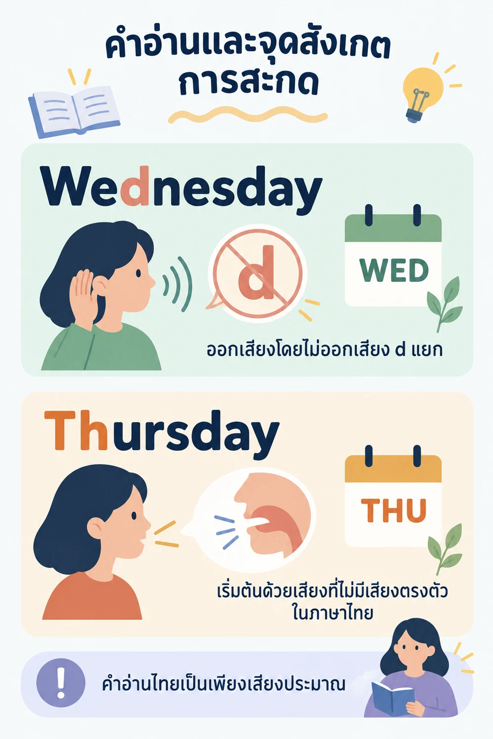 คำอ่านและจุดสังเกตการสะกด
