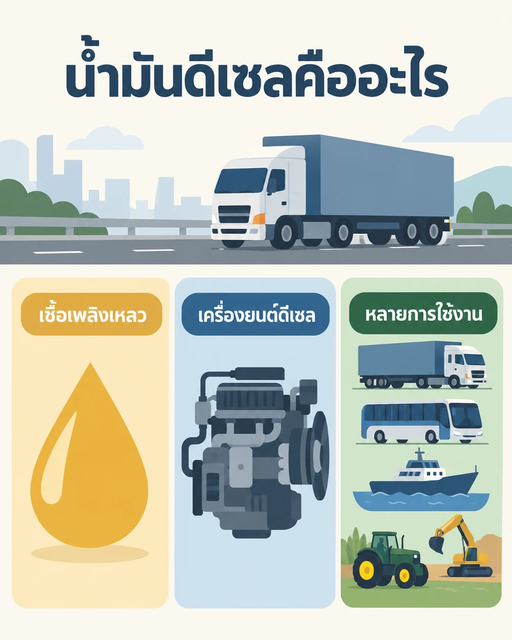 น้ำมันดีเซลคืออะไรและใช้กับเครื่องยนต์แบบไหน