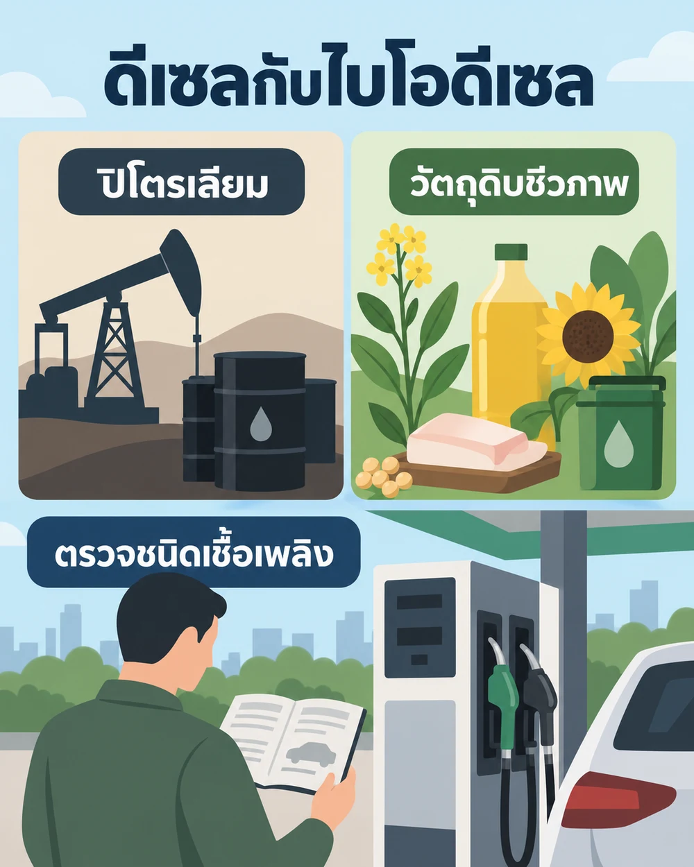 ดีเซลปิโตรเลียมกับไบโอดีเซลต่างกันอย่างไร
