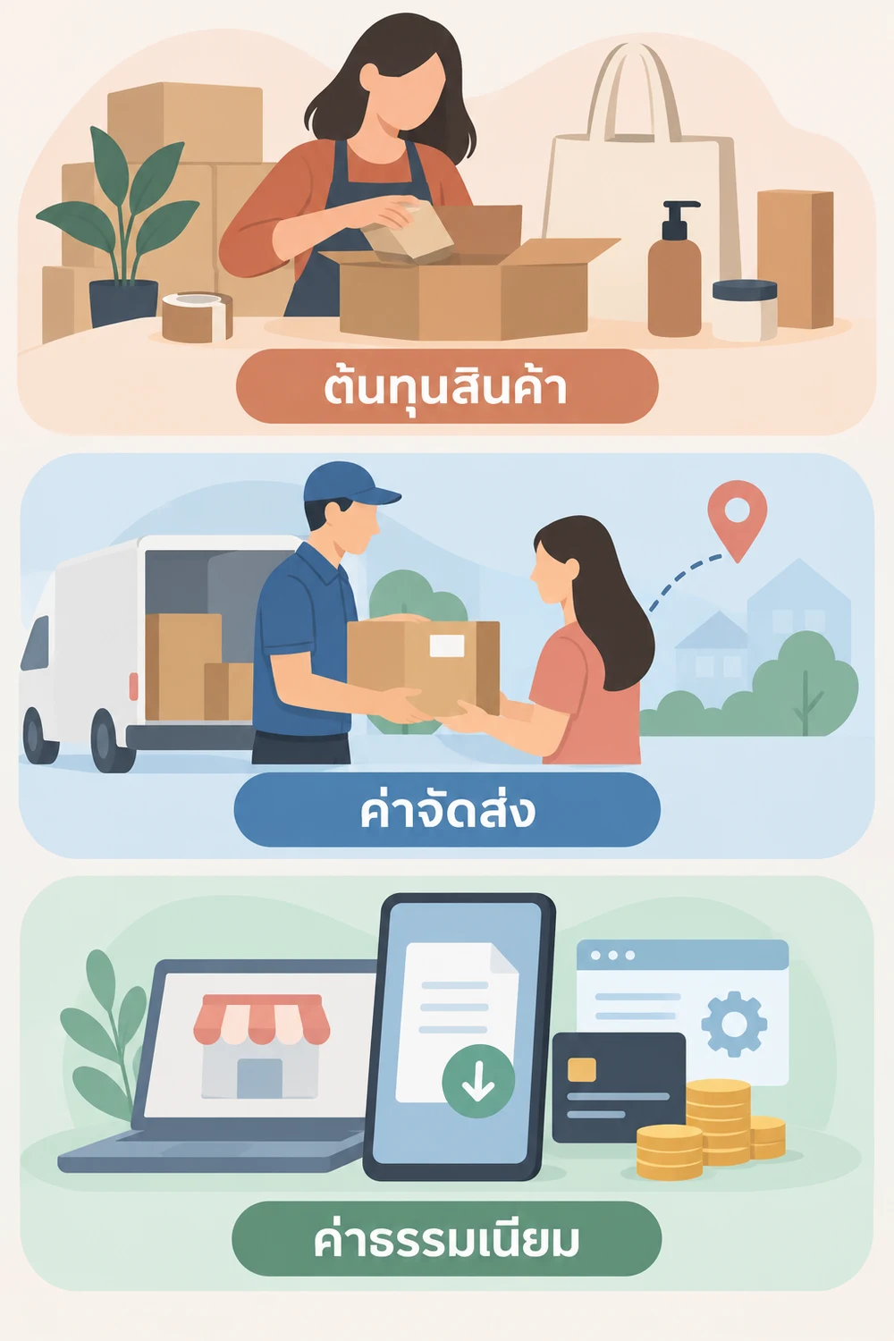 ขายสินค้าออนไลน์และไฟล์ดิจิทัลต้องคิดต้นทุนอะไร