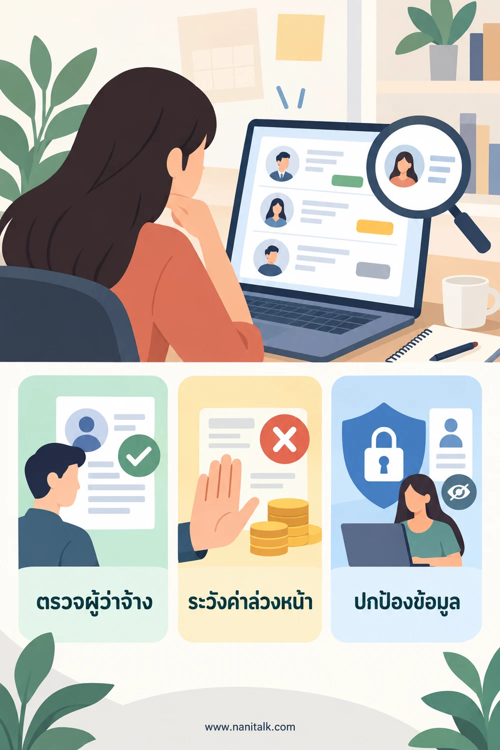 ตรวจงานออนไลน์อย่างไรไม่ให้เสียเงินหรือข้อมูล