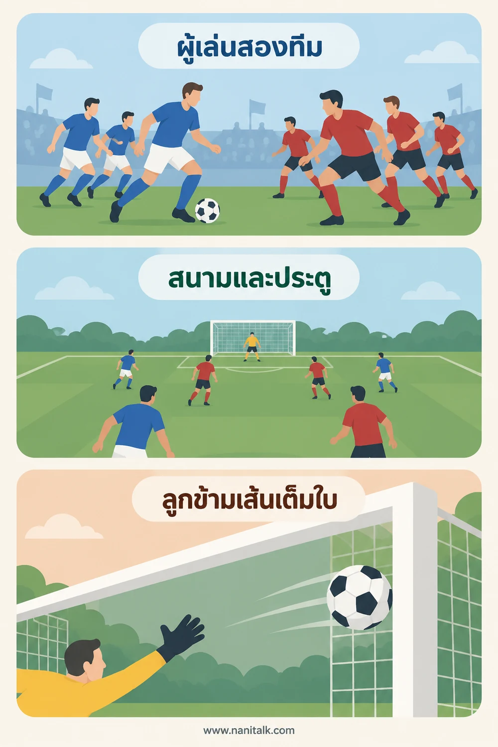 ผู้เล่น สนาม และการนับประตูมีหลักอย่างไร