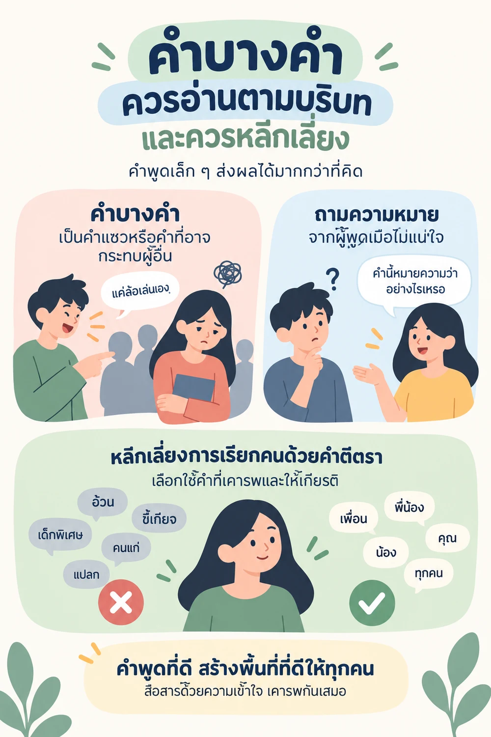 คำที่ต้องอ่านตามบริบทและควรหลีกเลี่ยง