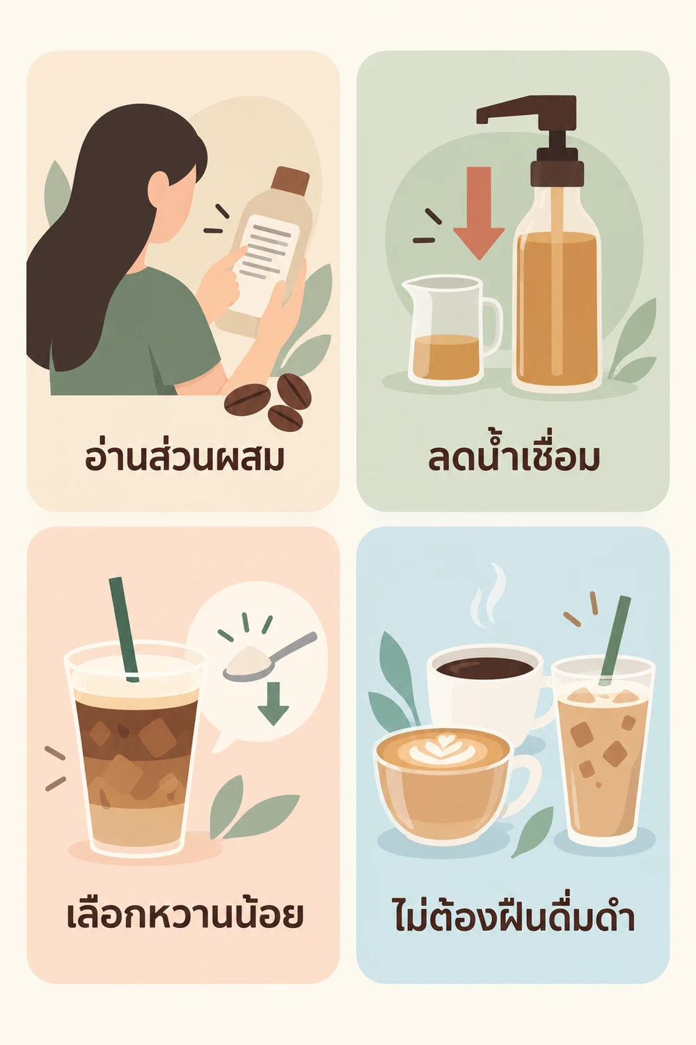 เลือกส่วนผสมโดยดูน้ำตาลที่เติม