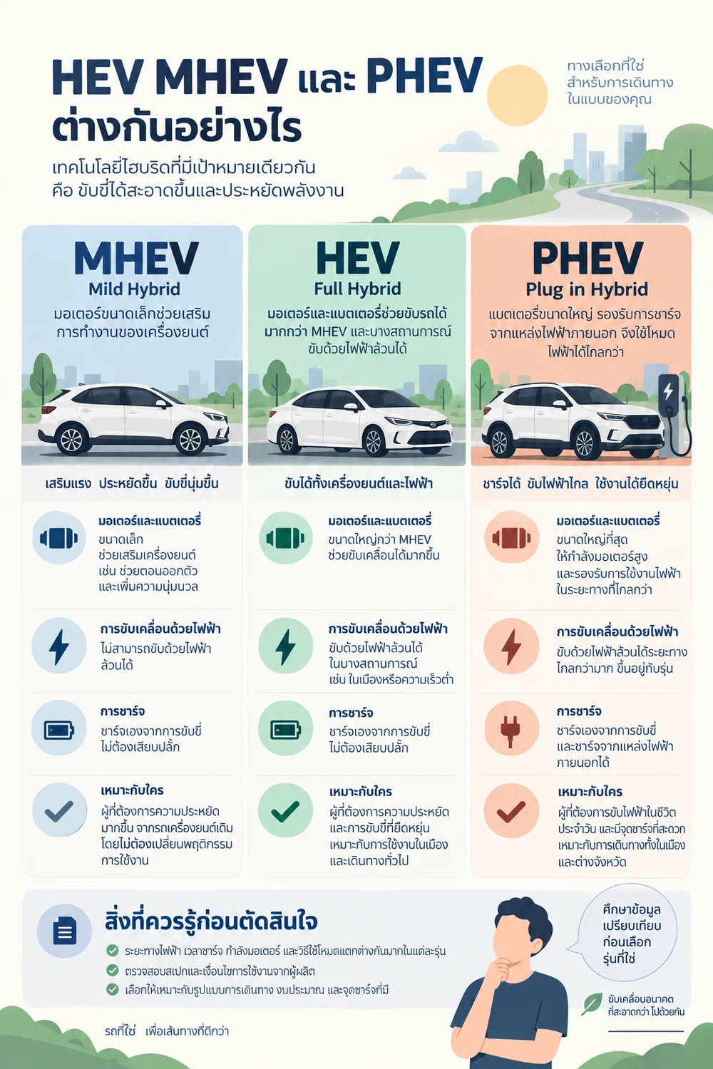 HEV MHEV และ PHEV ต่างกันอย่างไร
