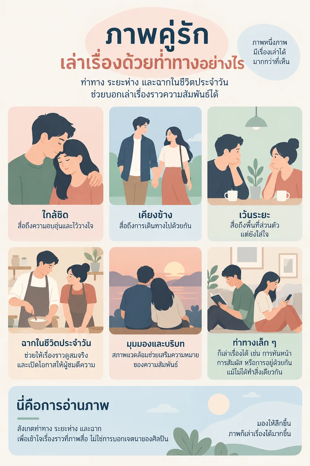 ภาพคู่รักเล่าเรื่องด้วยท่าทางอย่างไร