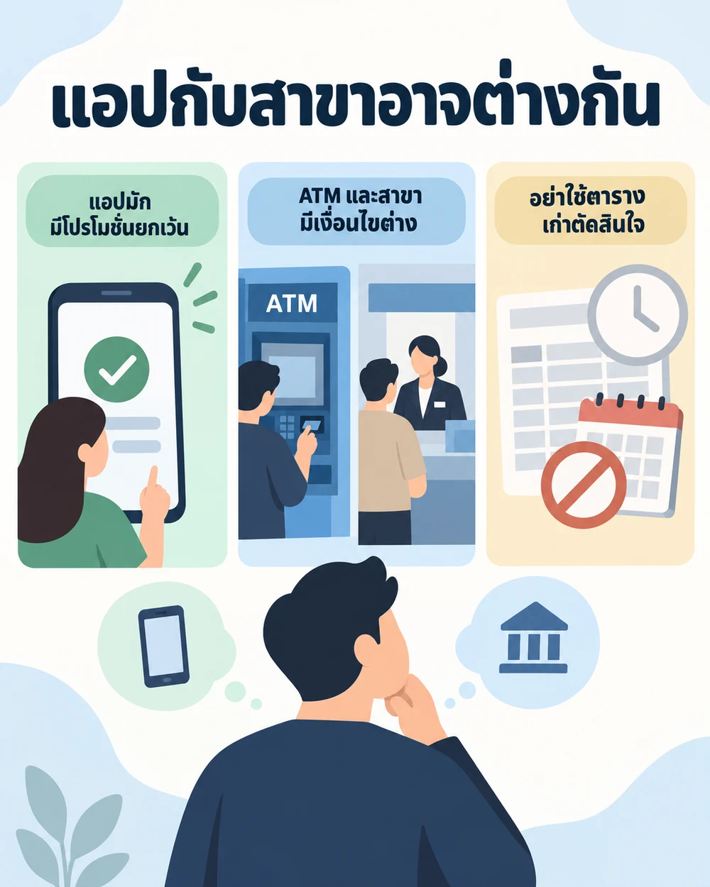 โอนผ่านแอป ATM และสาขา ต่างกันอย่างไร