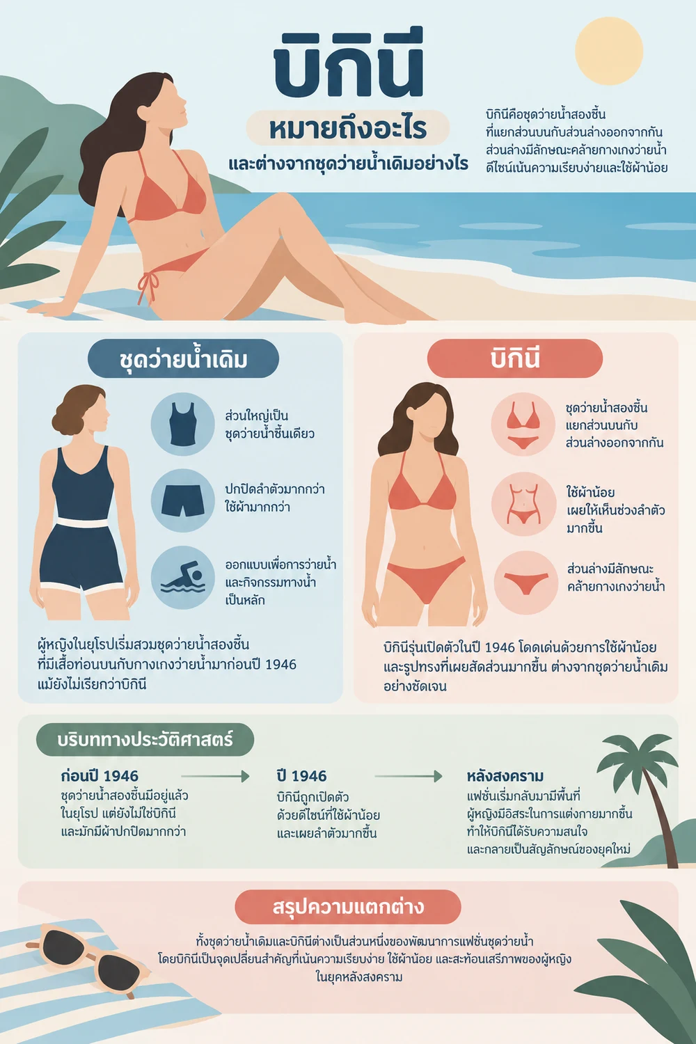 บิกินีหมายถึงอะไร และต่างจากชุดว่ายน้ำเดิมอย่างไร