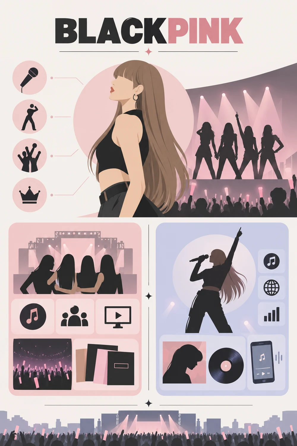 บทบาทใน BLACKPINK และผลงานร่วมกับวง