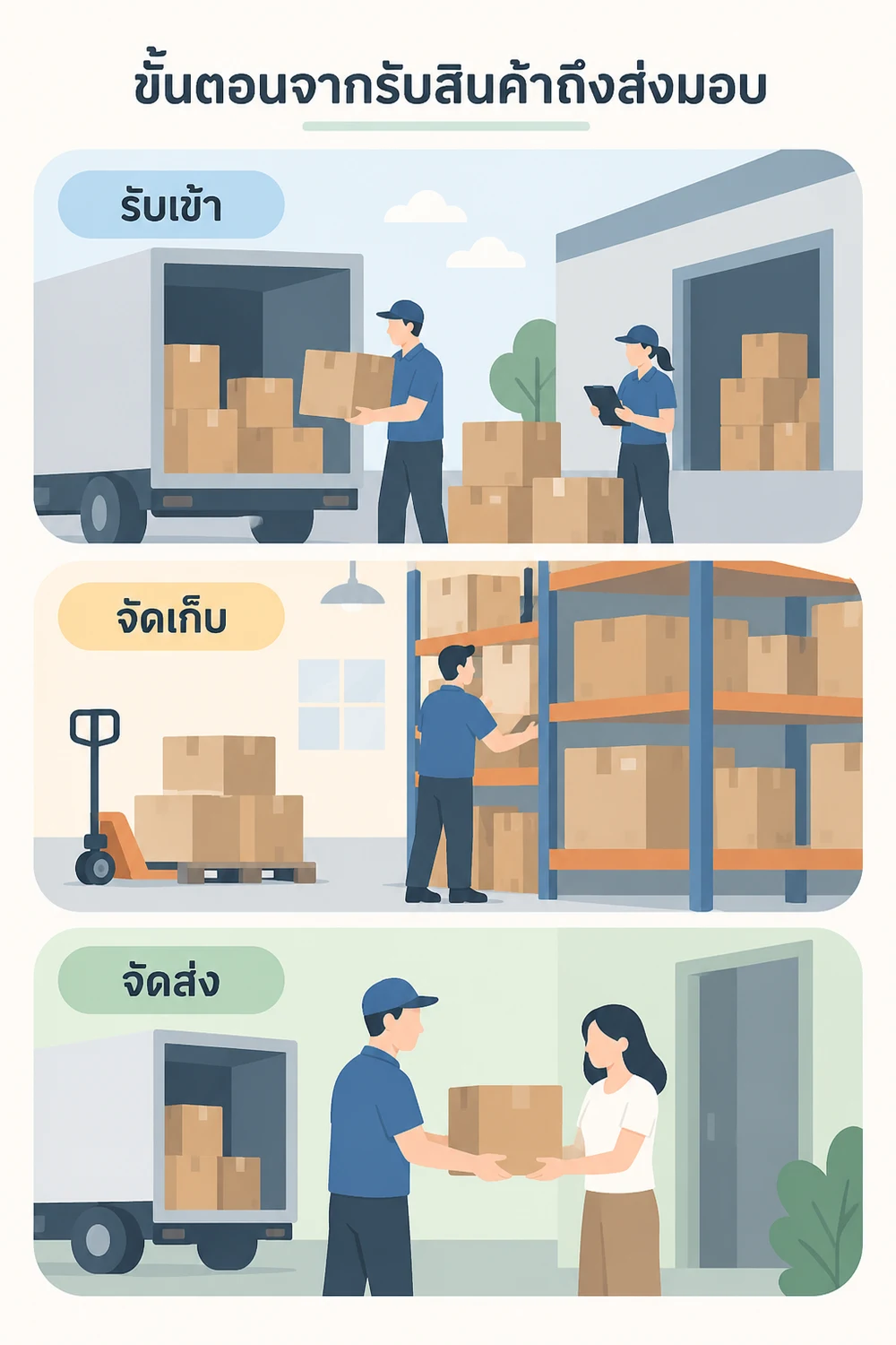 ขั้นตอนจากรับสินค้าถึงส่งมอบ