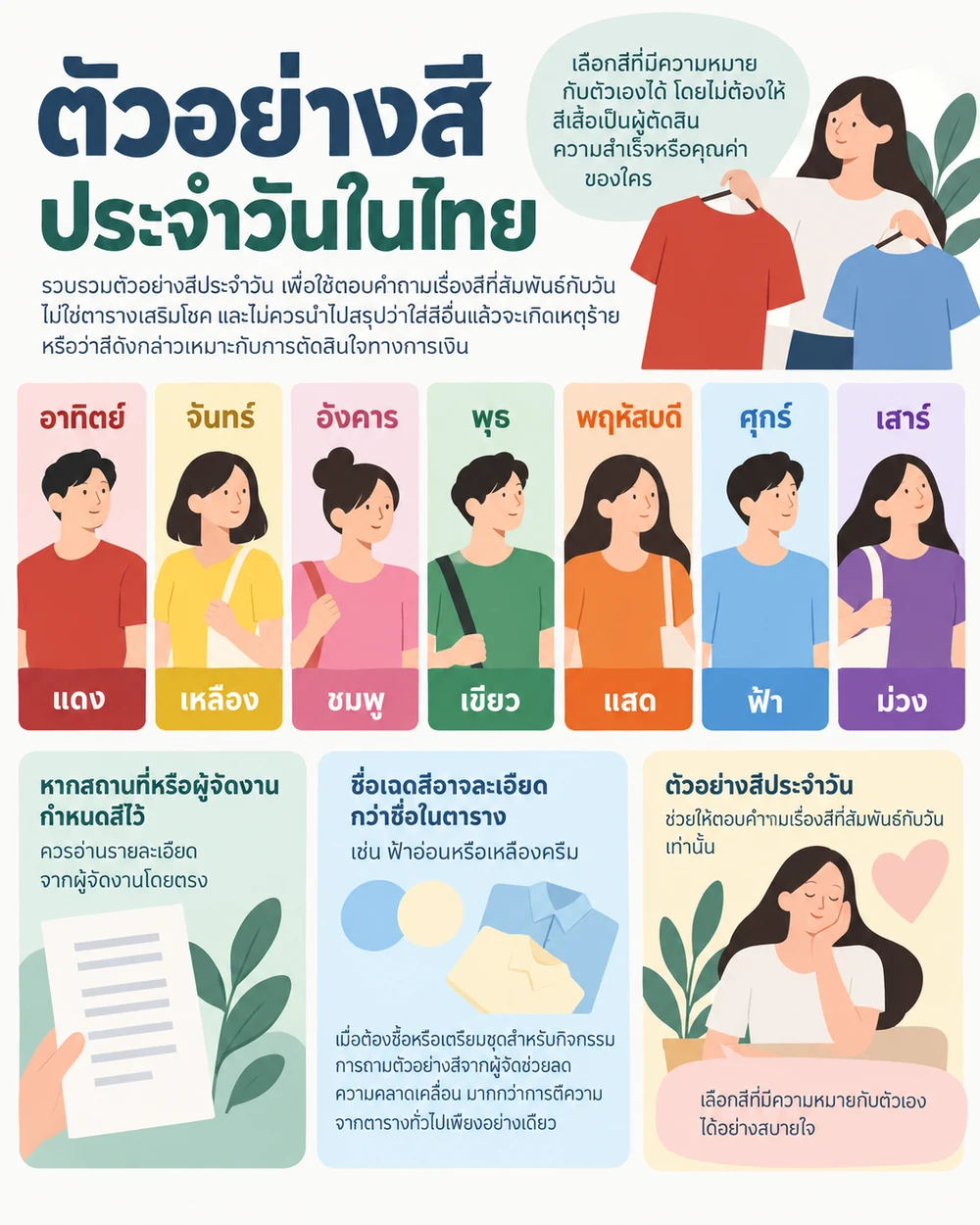 ตัวอย่างสีประจำวันในไทย
