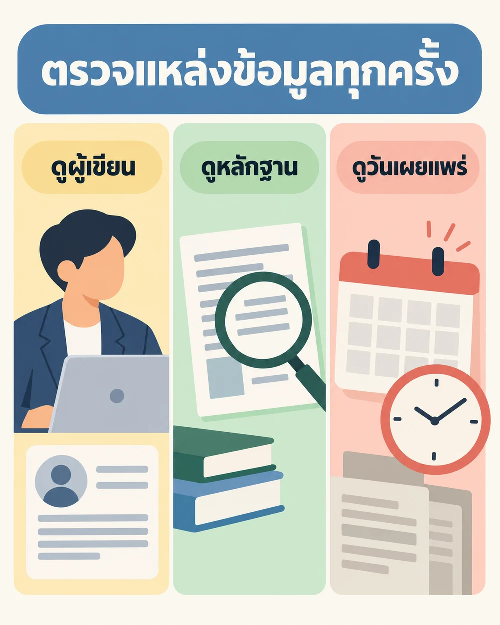 ตรวจความน่าเชื่อถือของบทความแต่ละชิ้นอย่างไร