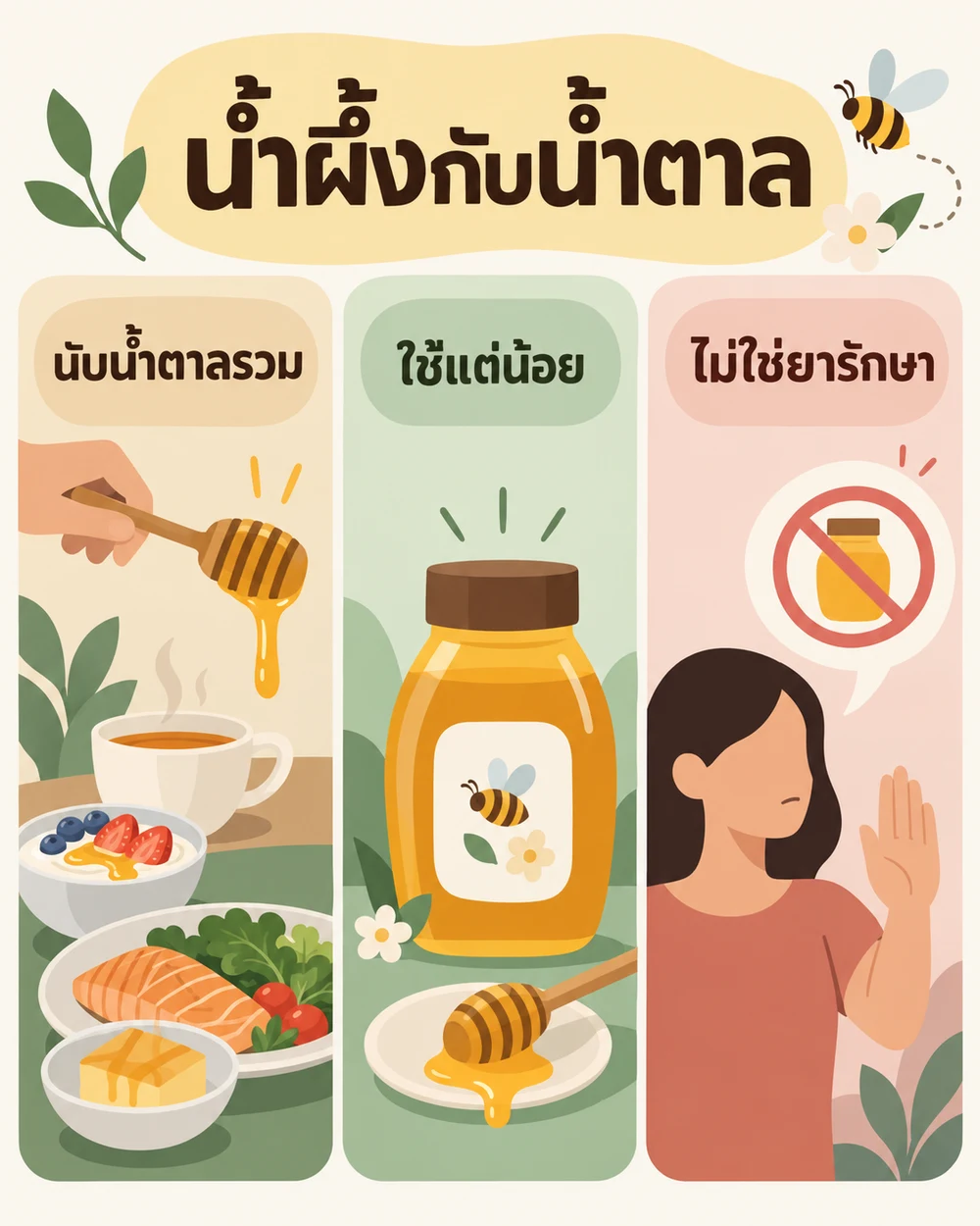 น้ำผึ้งยังเป็นแหล่งน้ำตาลที่ต้องคิดรวม