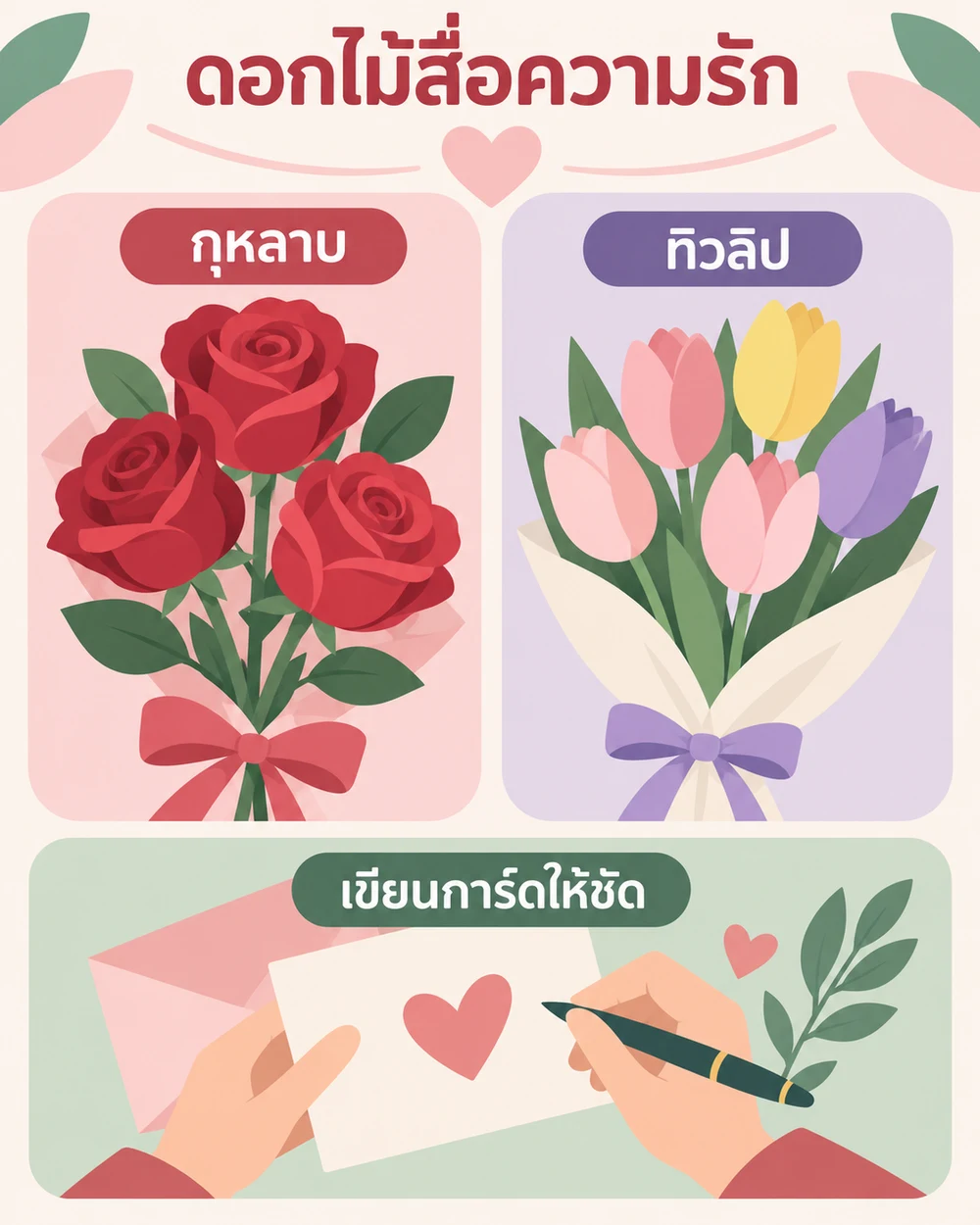 ดอกไม้สื่อความรัก กุหลาบและทิวลิป