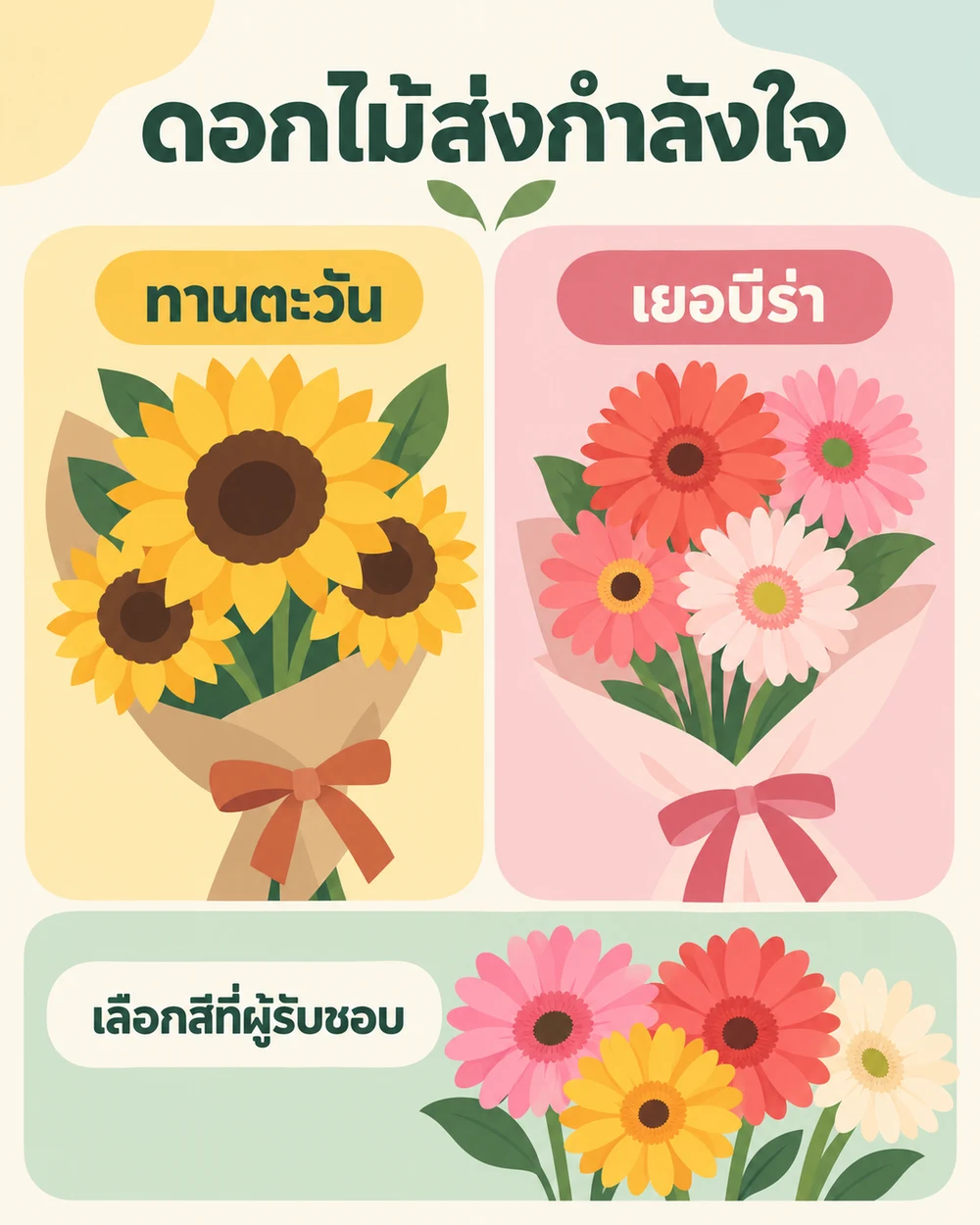 ดอกไม้ส่งกำลังใจ ทานตะวันและเยอบีร่า