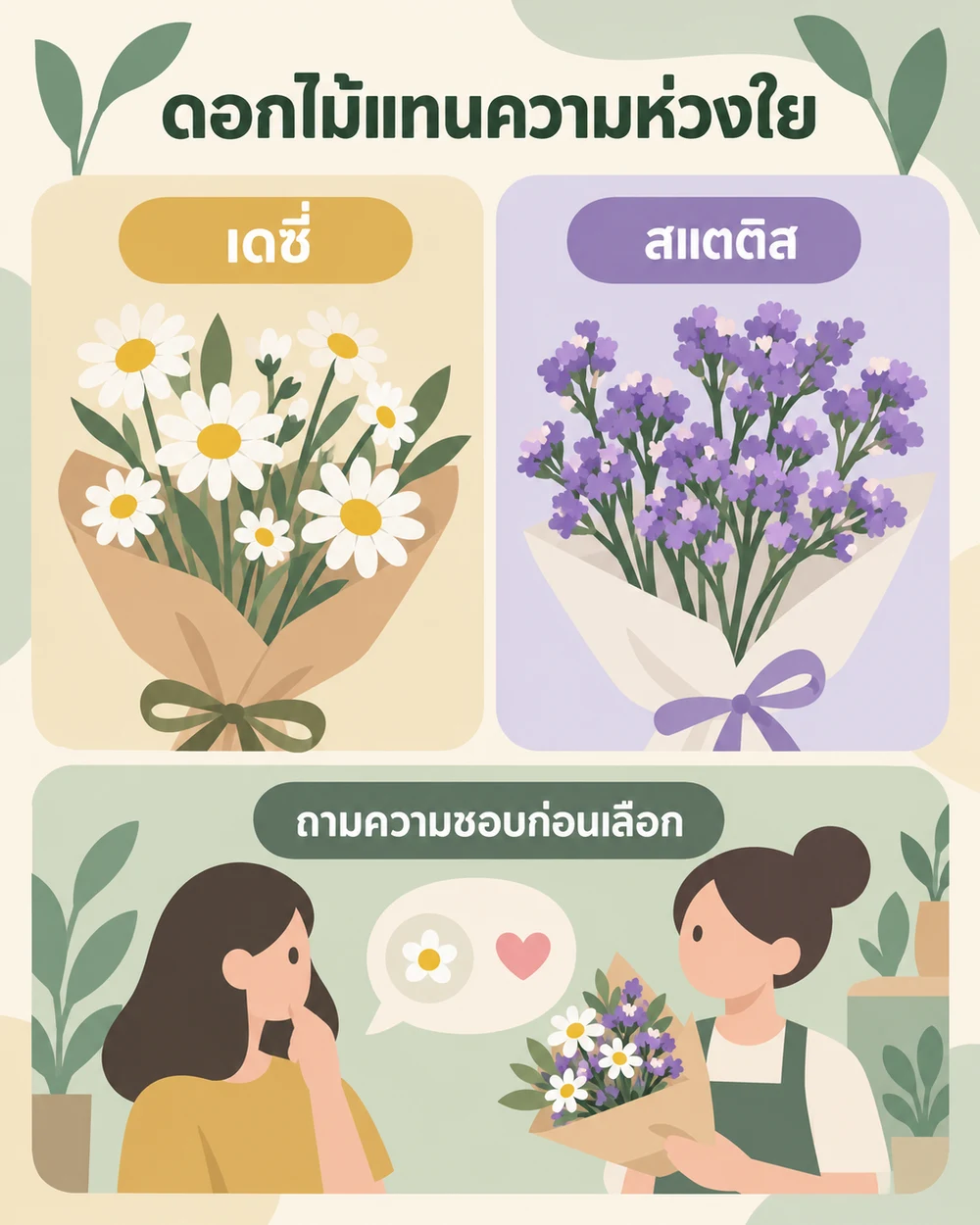 ดอกไม้แทนความห่วงใย เดซี่และสแตติส