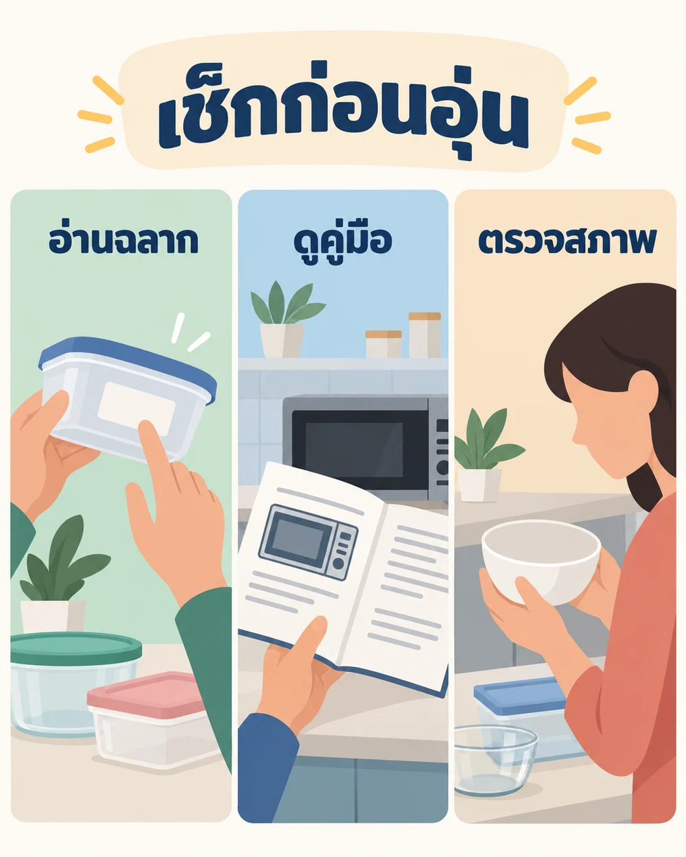 เริ่มจากฉลากภาชนะและคู่มือเตา