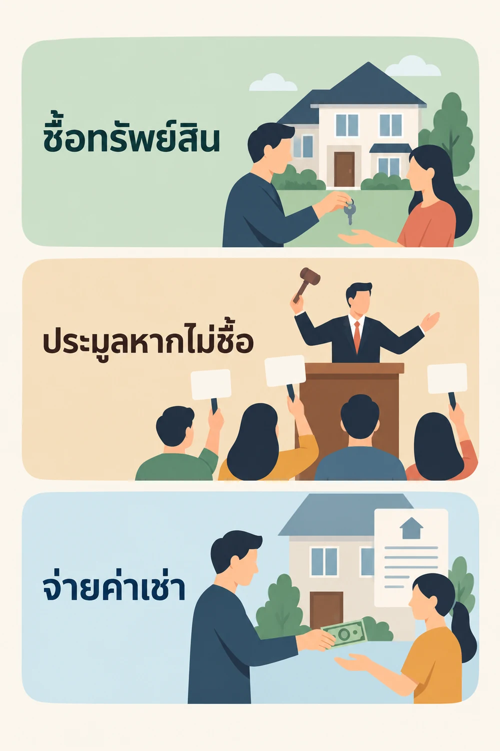 ซื้อ ประมูล และเก็บค่าเช่า