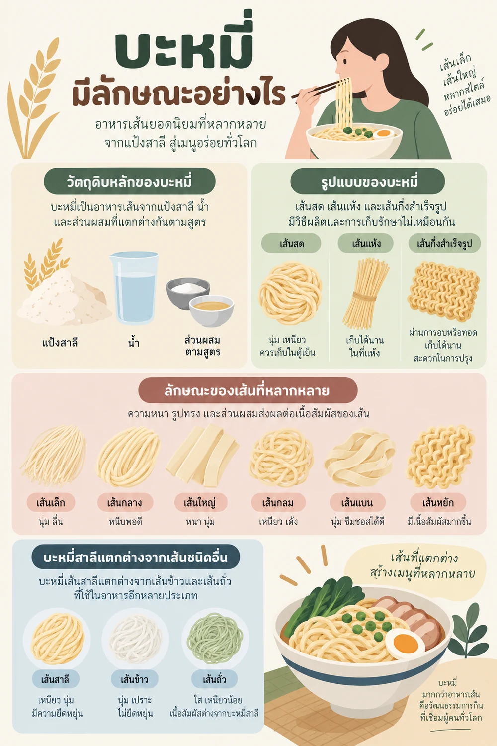 บะหมี่มีลักษณะอย่างไร