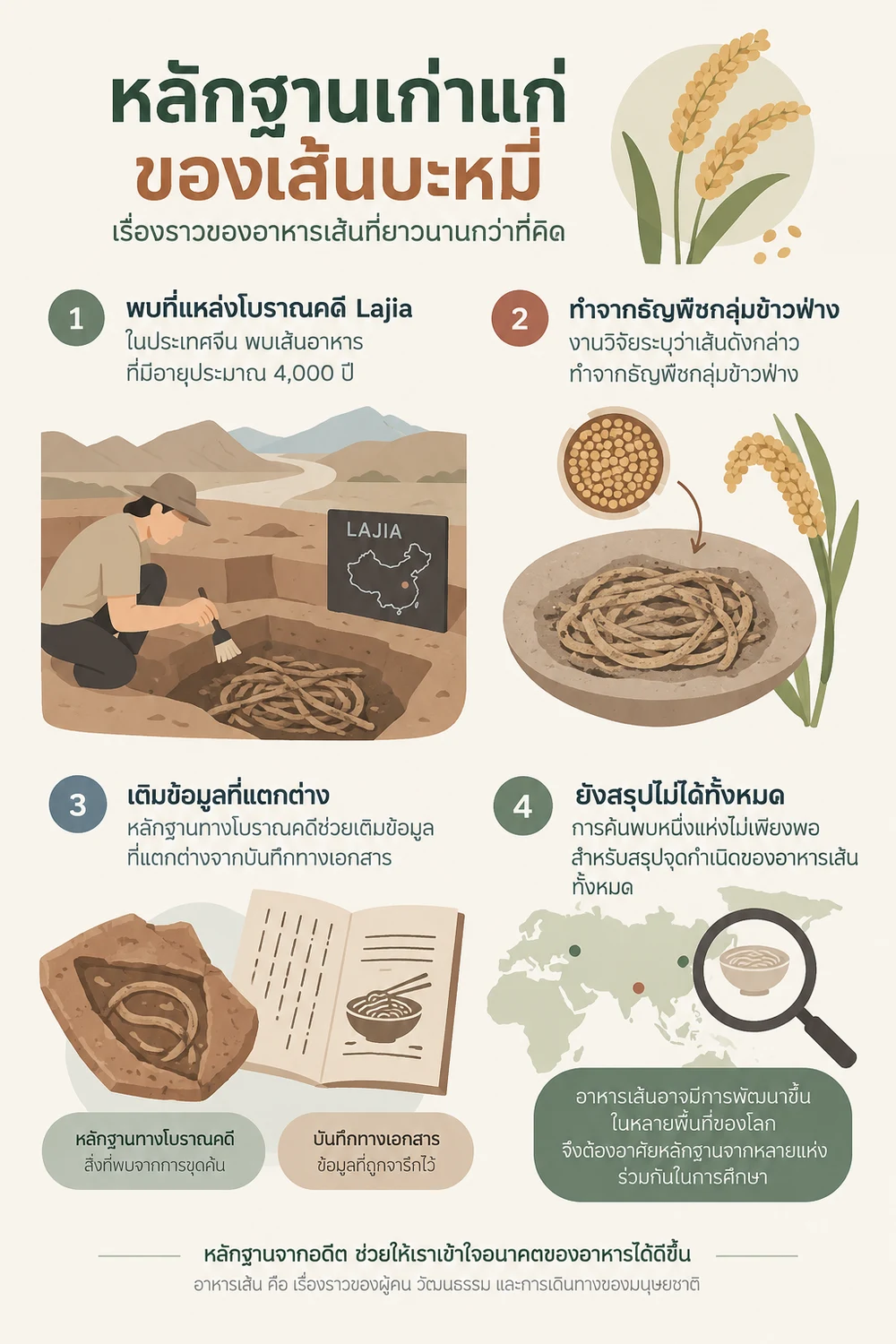 หลักฐานเก่าแก่ของเส้นบะหมี่