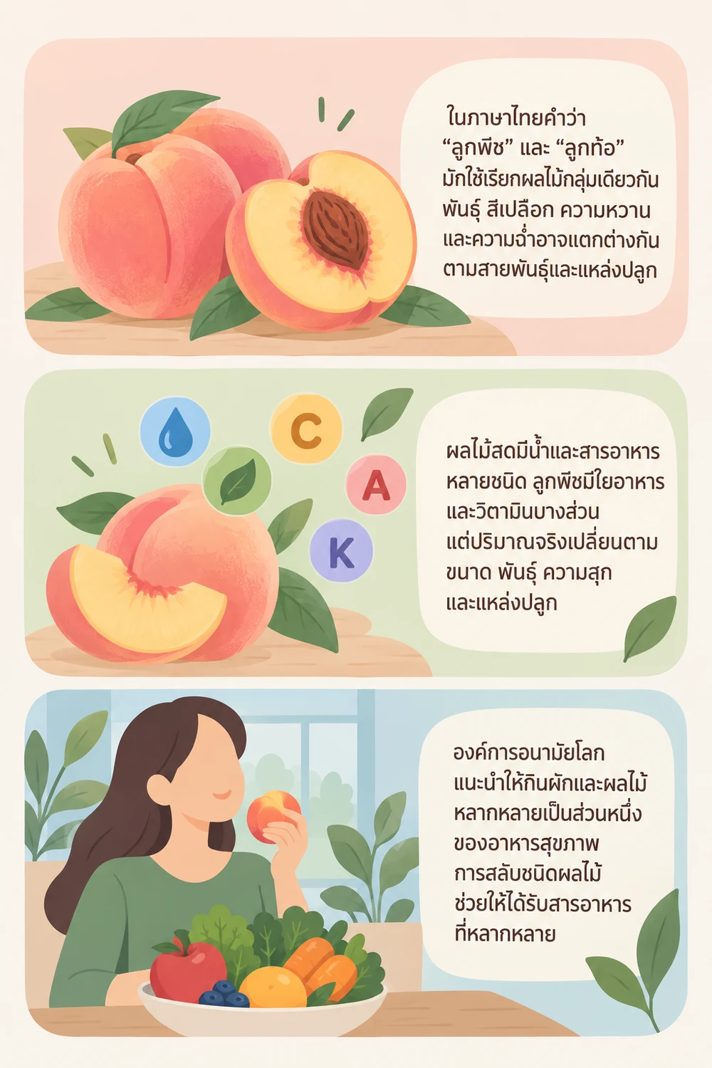 ลูกพีชคือลูกท้อหรือไม่ และมีสารอาหารอะไร
