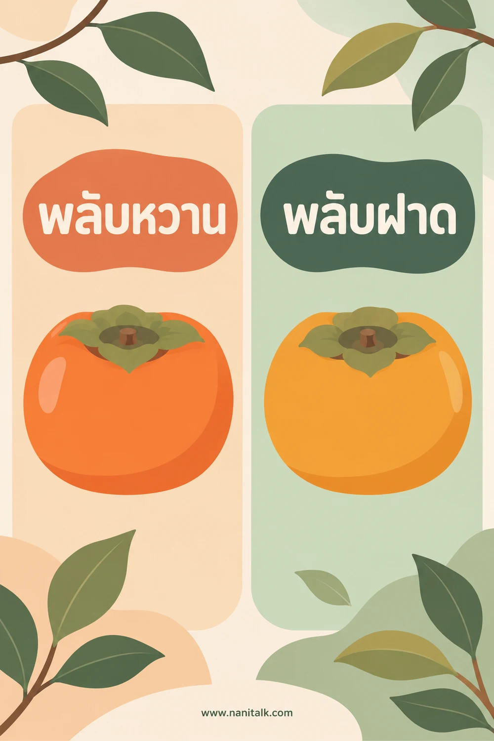 พลับหวานและพลับฝาดต่างกันอย่างไร