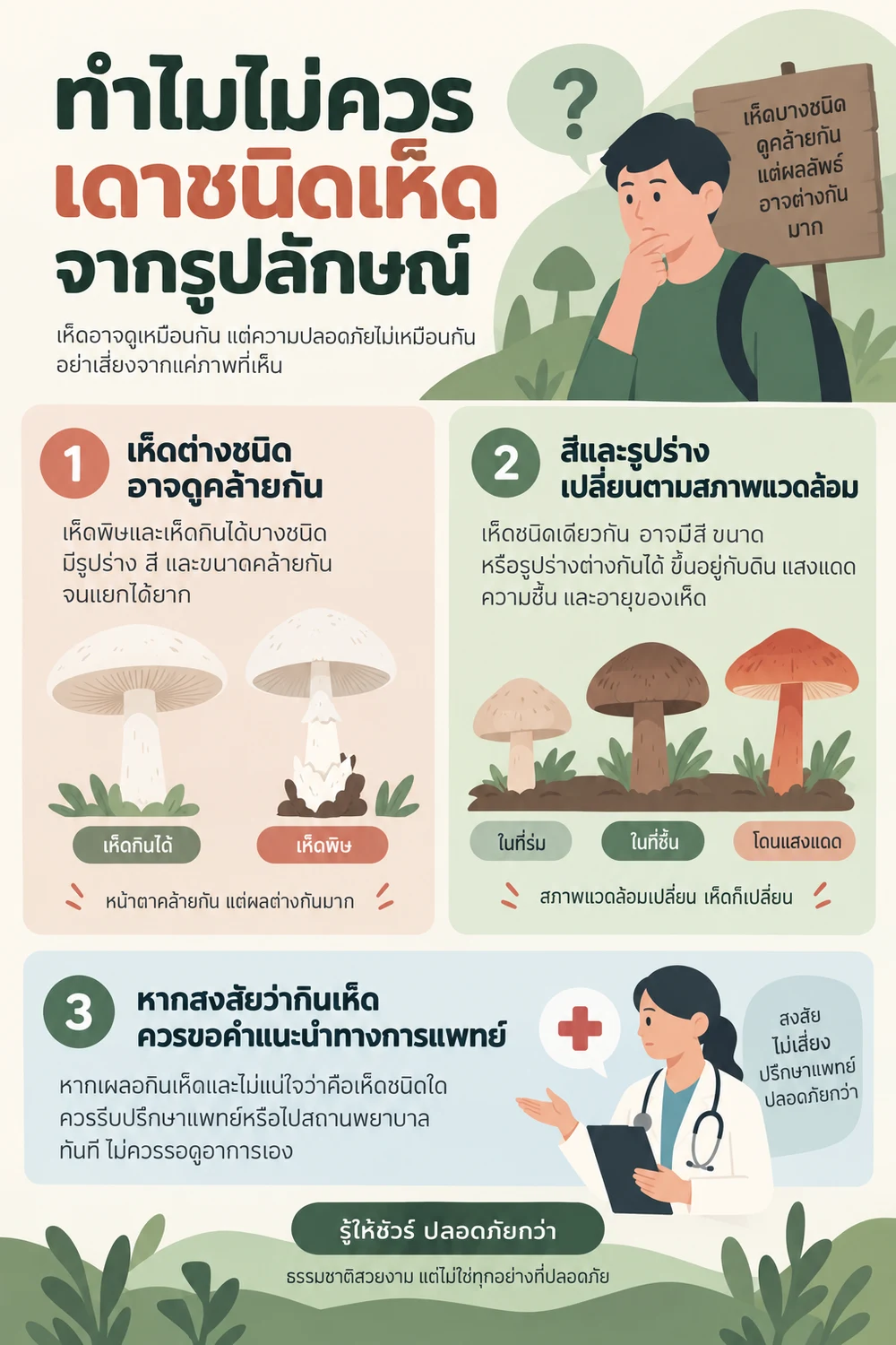 ทำไมไม่ควรเดาชนิดเห็ดจากรูปลักษณ์