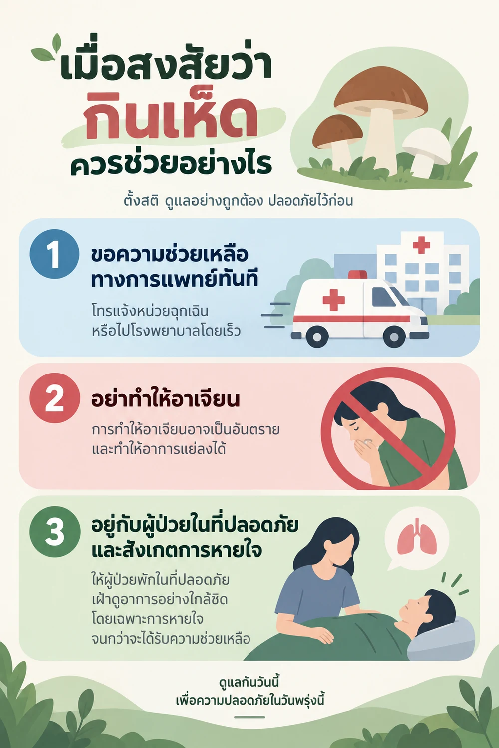 เมื่อสงสัยว่ากินเห็ด ควรช่วยอย่างไร