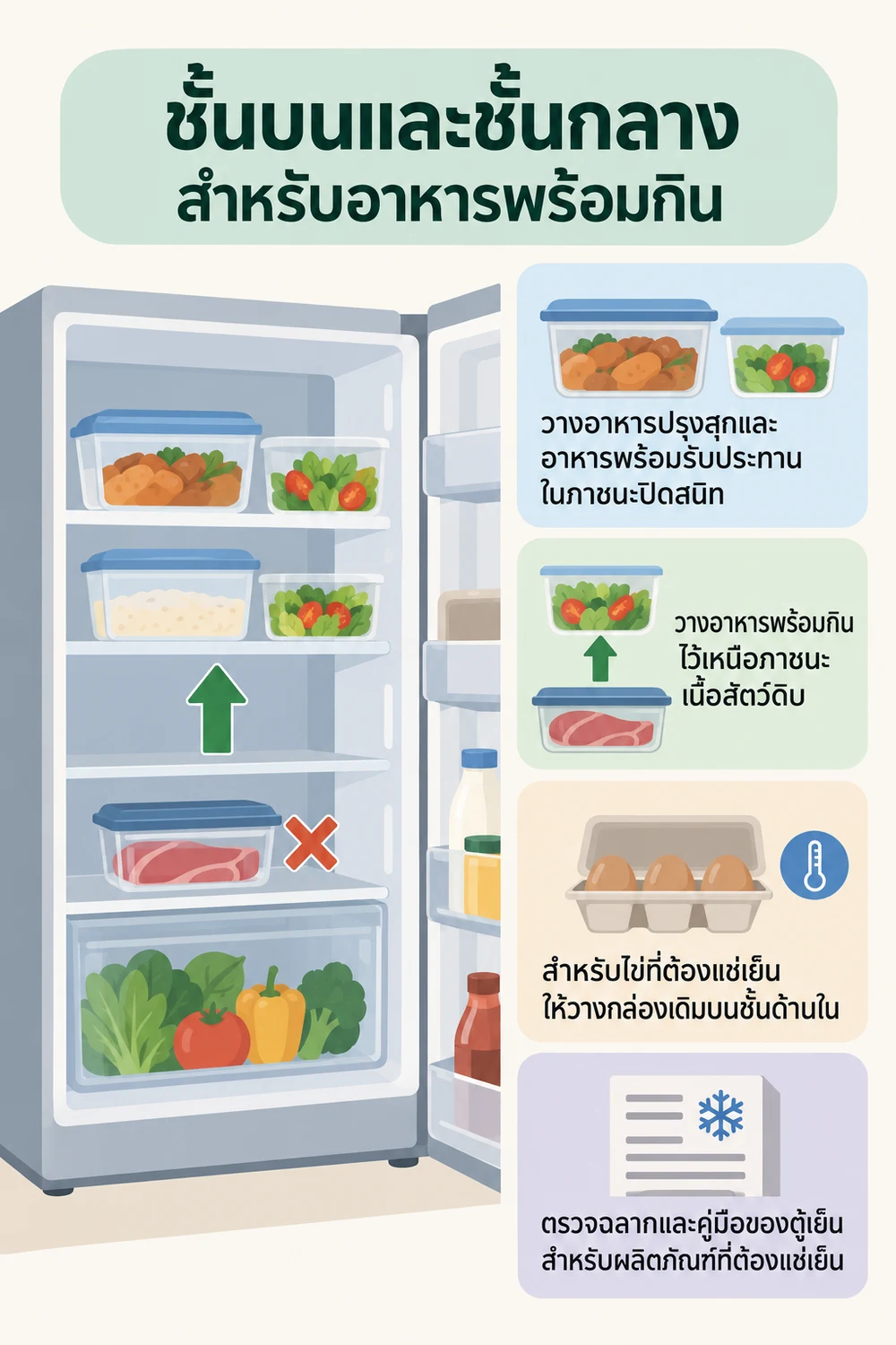 ชั้นบนและชั้นกลางสำหรับอาหารพร้อมกิน