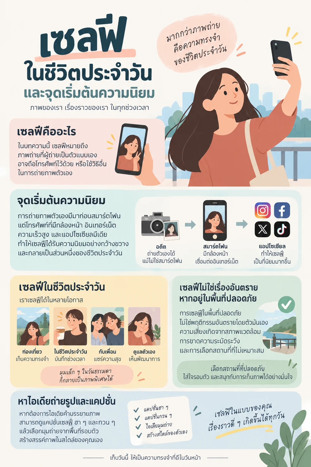 เซลฟีในชีวิตประจำวันและจุดเริ่มต้นความนิยม