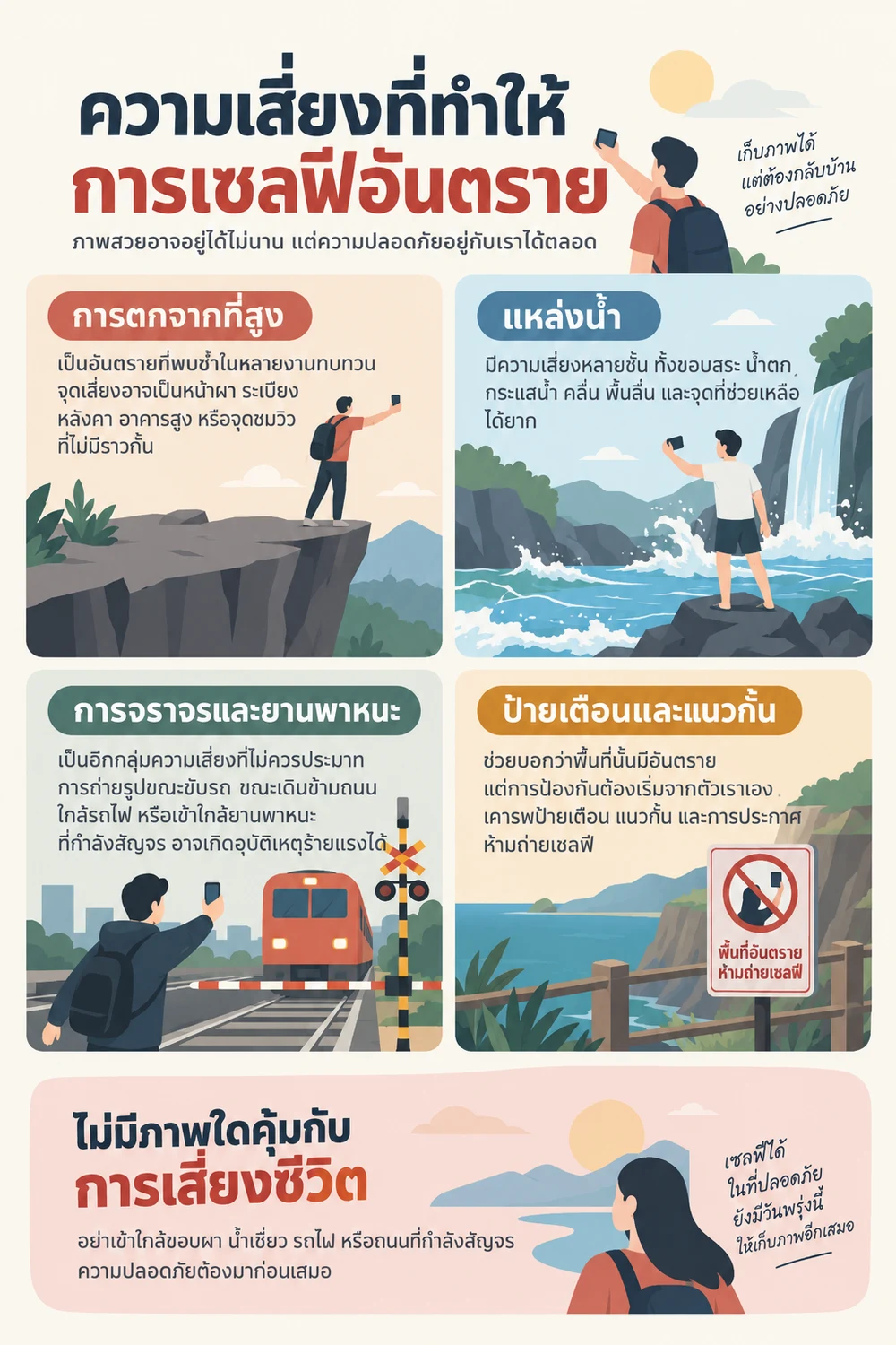 ความเสี่ยงที่ทำให้การเซลฟีอันตราย