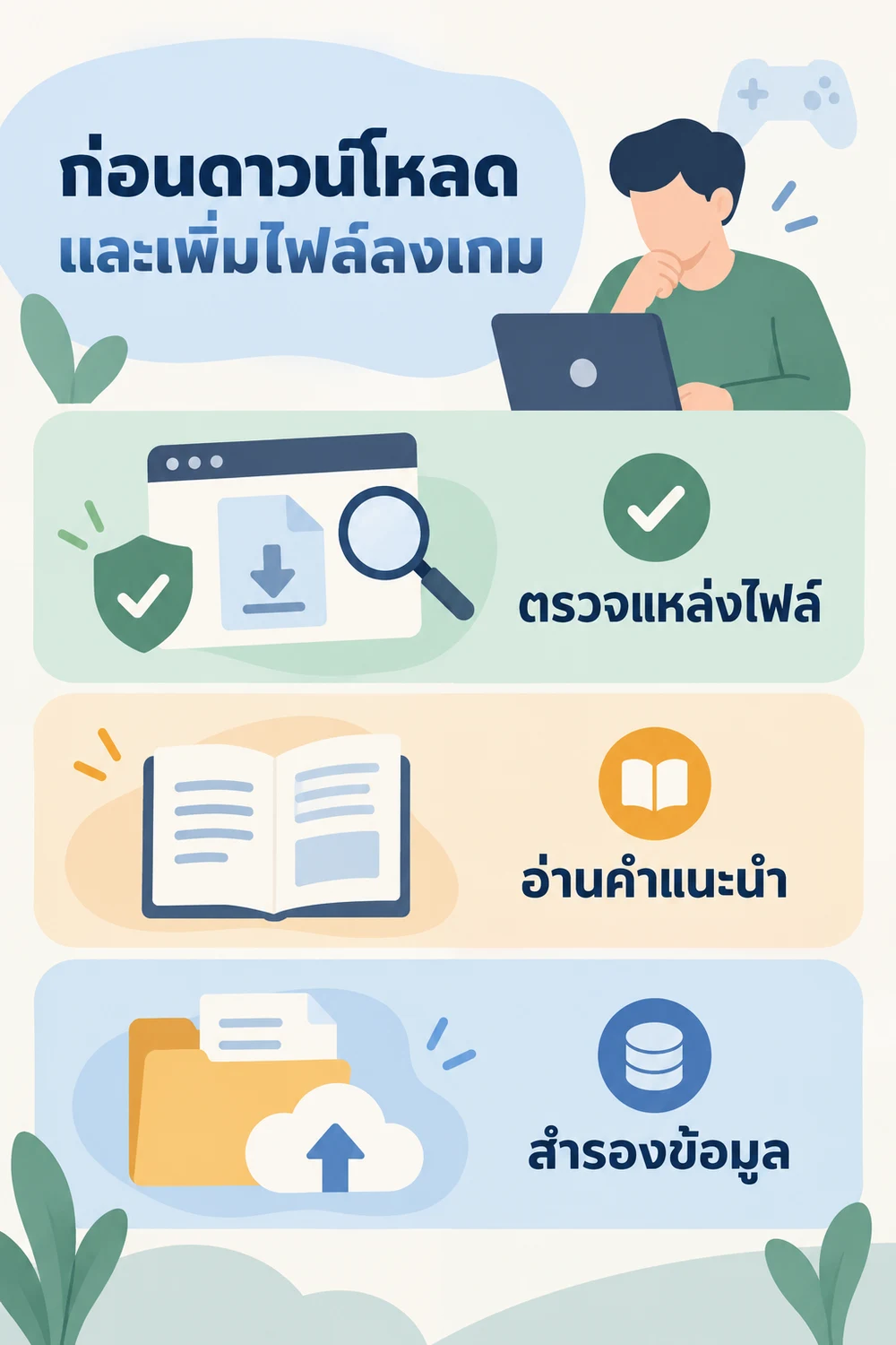 ก่อนดาวน์โหลดและเพิ่มไฟล์ลงเกม