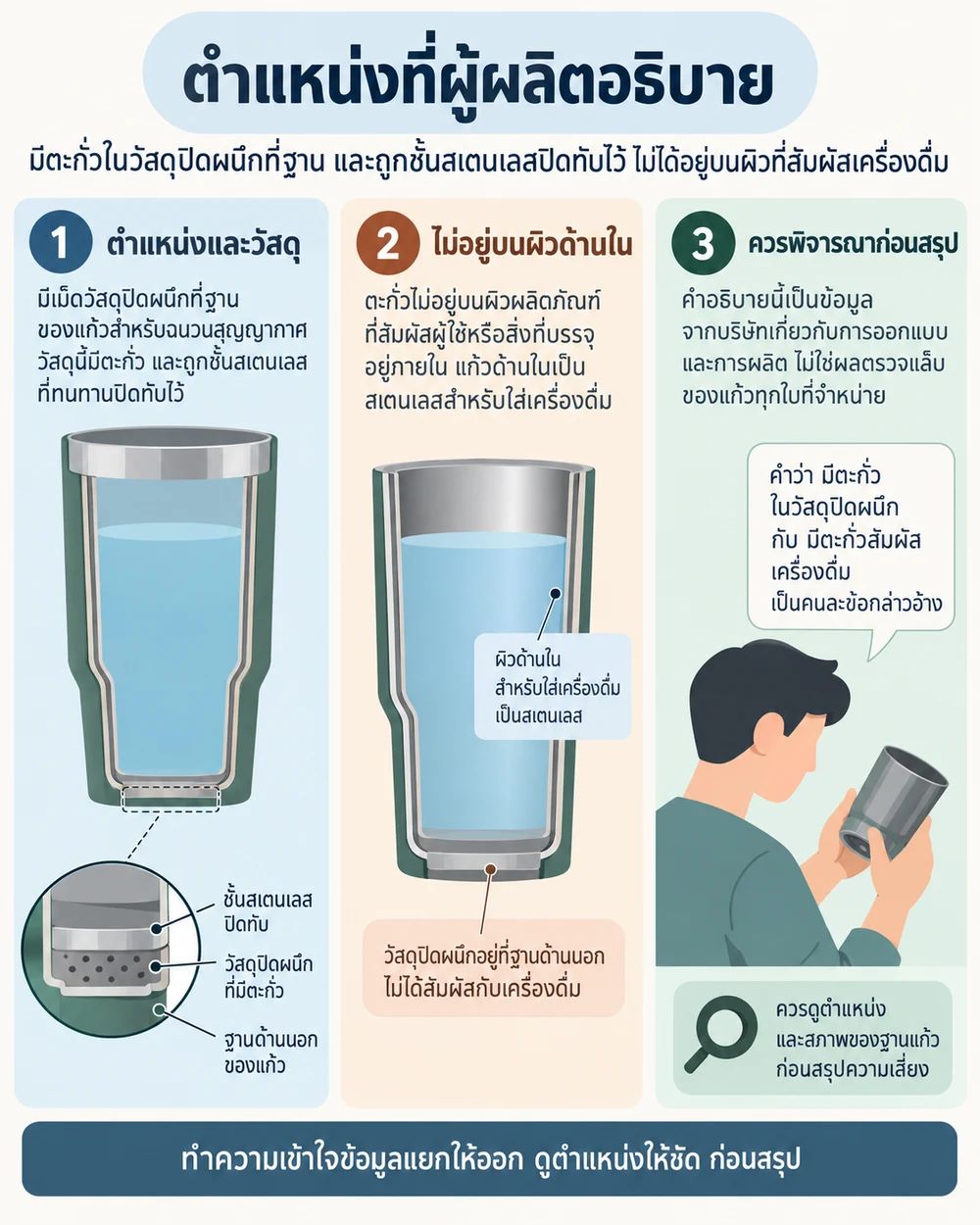Stanley ระบุว่าตะกั่วอยู่ส่วนใดของแก้ว