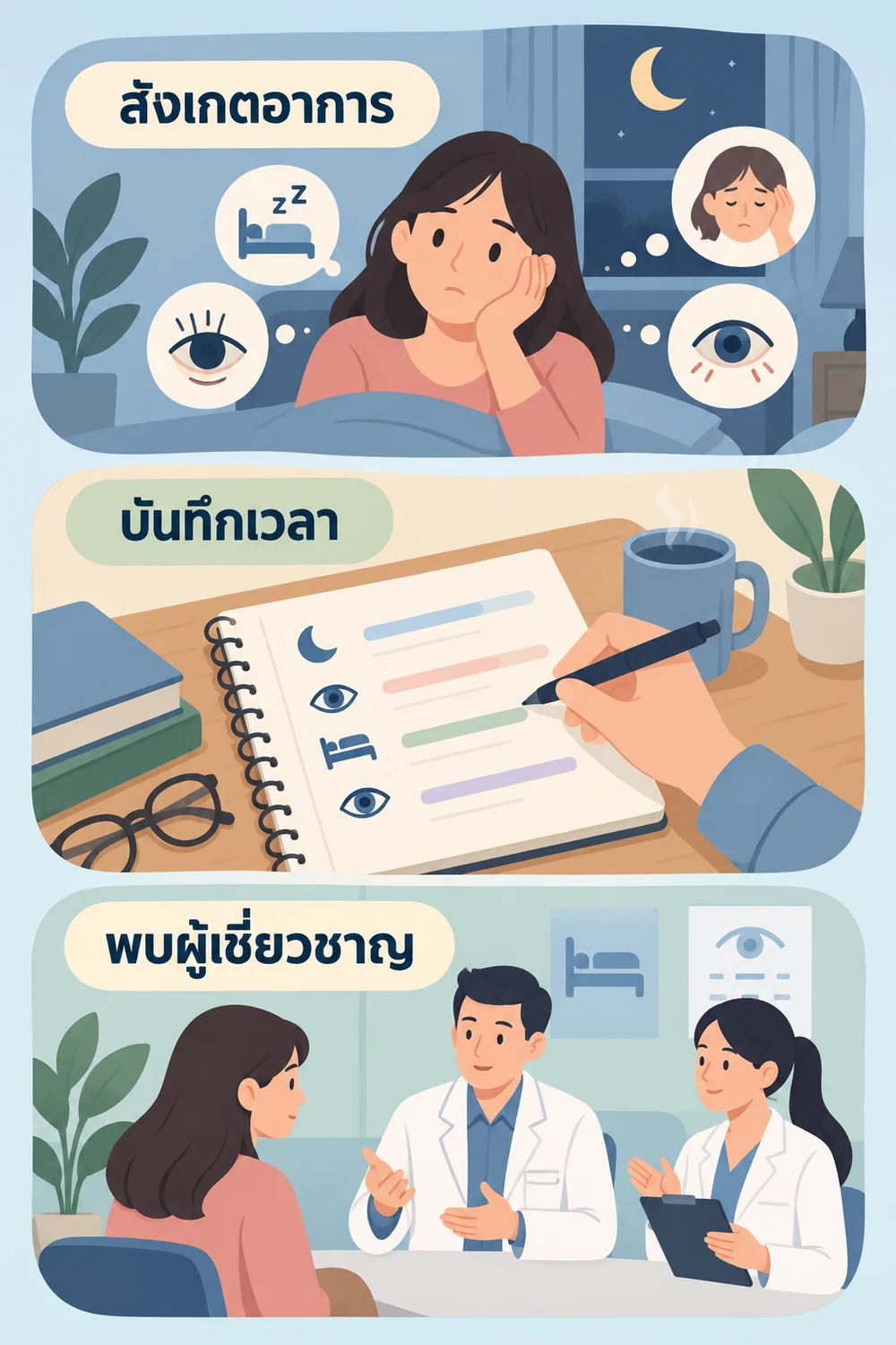 เมื่อใดควรขอคำปรึกษาเรื่องการนอนและสายตา