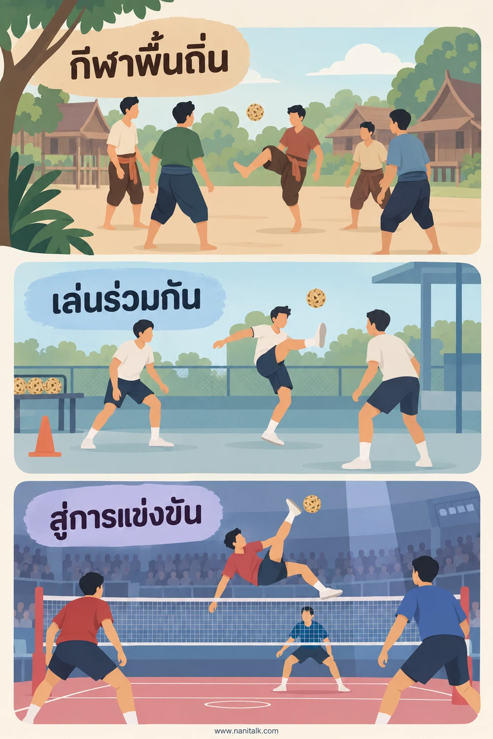 ตะกร้อมีที่มาอย่างไร และเซปักตะกร้อต่างจากการเล่นพื้นบ้านอย่างไร