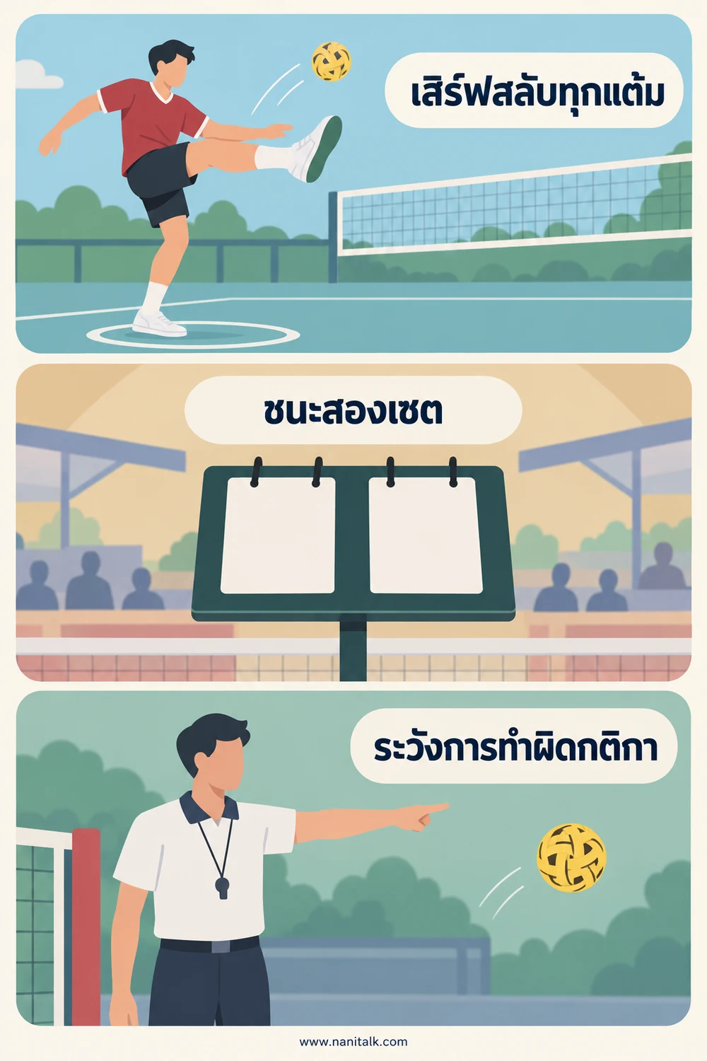 การเสิร์ฟ การนับคะแนน และการเสียแต้มทำอย่างไร