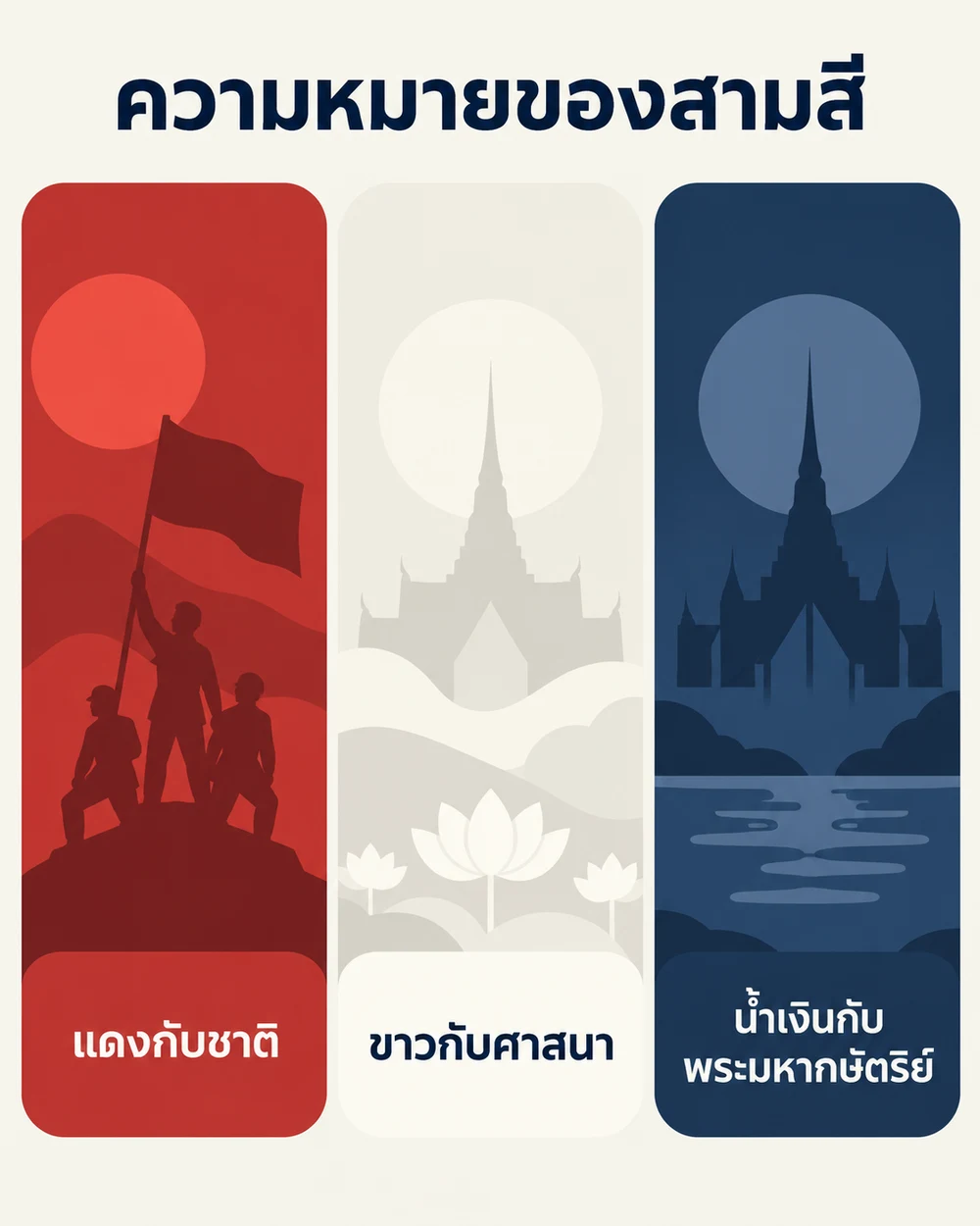 สีแดง ขาว และน้ำเงินมีความหมายอย่างไร