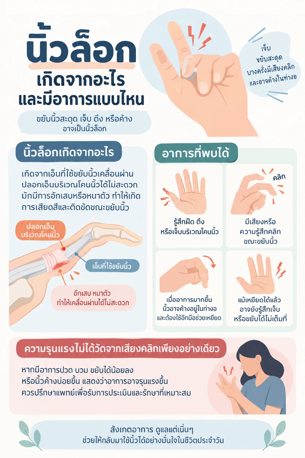 นิ้วล็อกเกิดจากอะไรและมีอาการแบบไหน