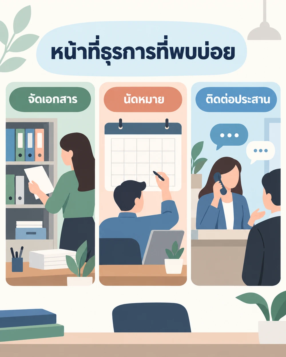 หน้าที่ธุรการที่พบบ่อย