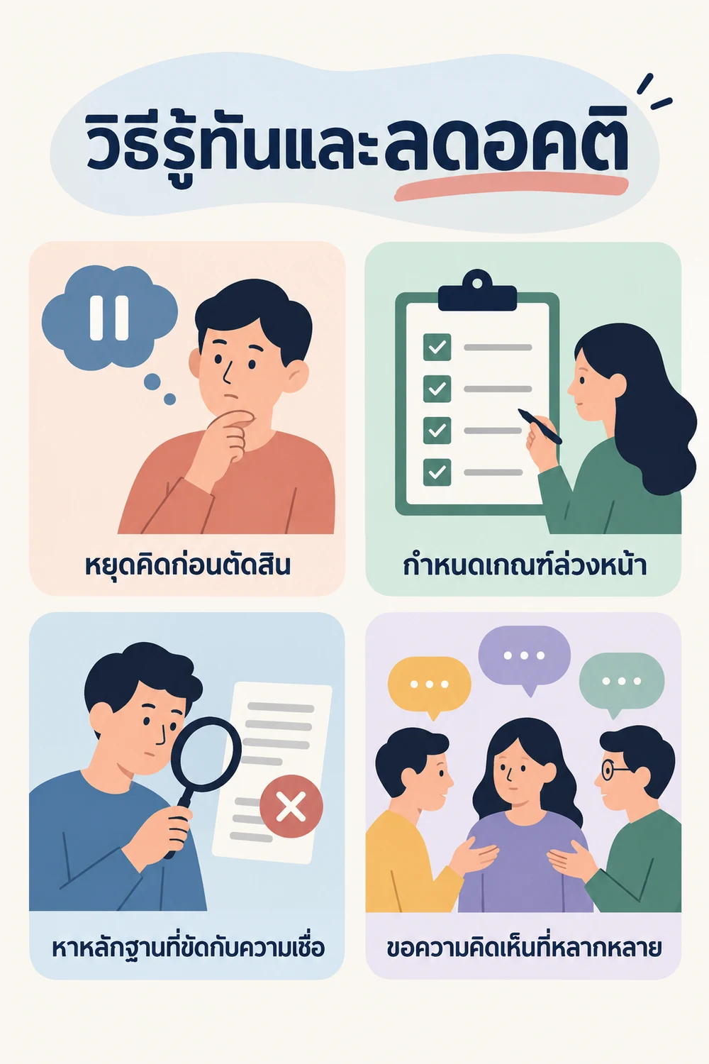 วิธีรู้ทันและลดอคติ