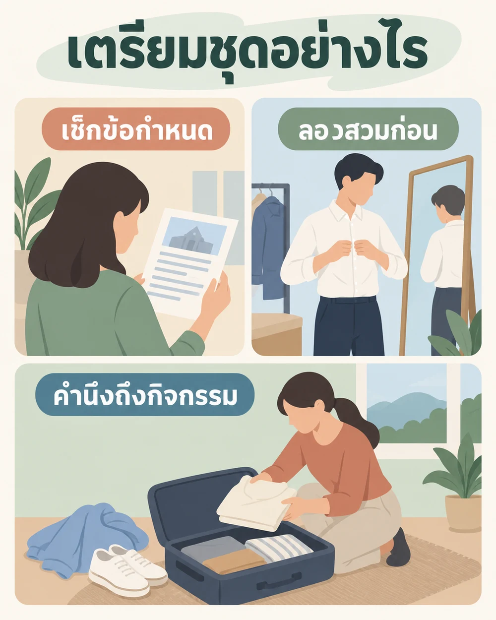 ก่อนออกจากบ้านควรเตรียมชุดอย่างไร