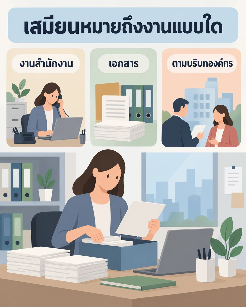 เสมียนหมายถึงงานแบบใด