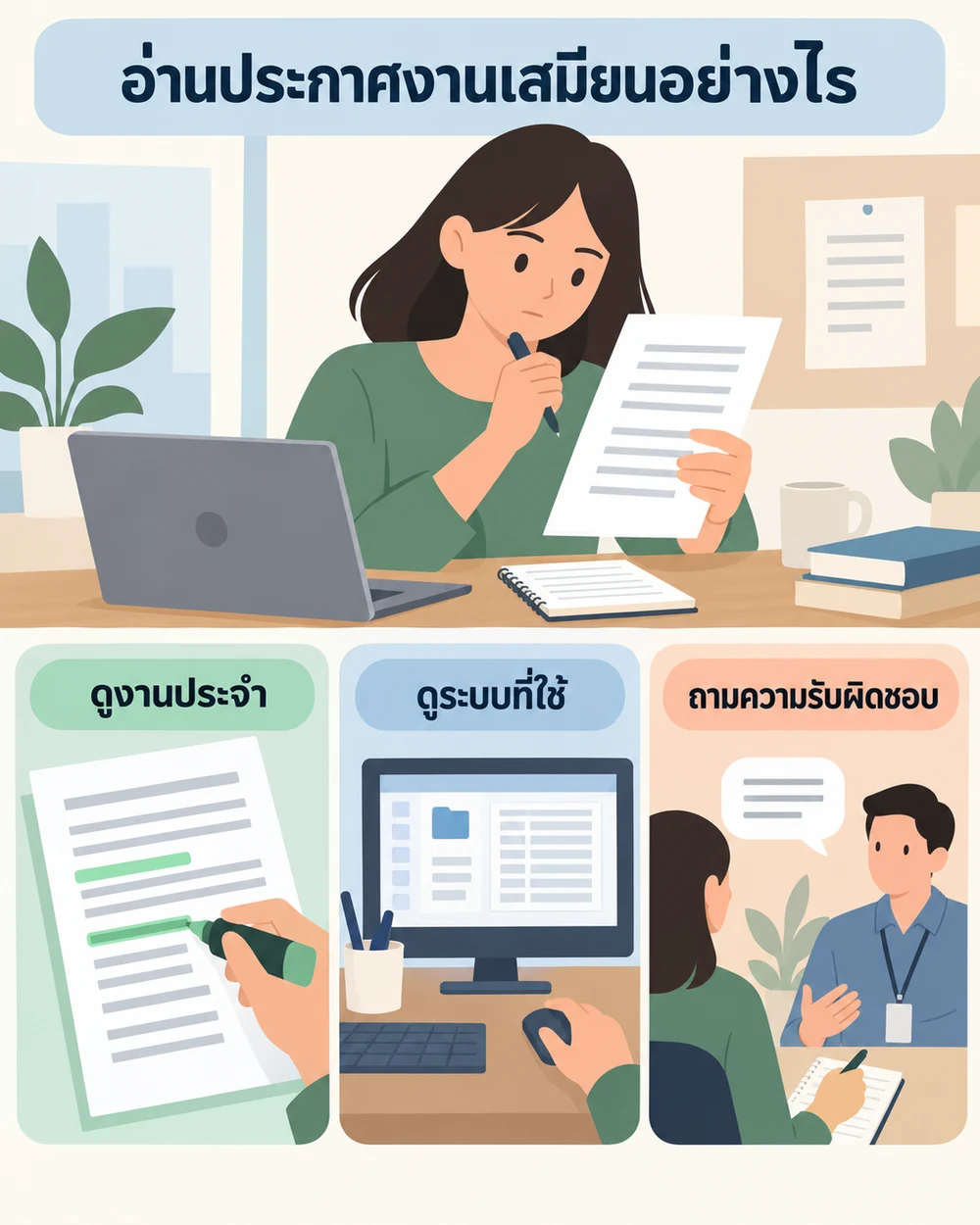 อ่านประกาศงานเสมียนอย่างไร