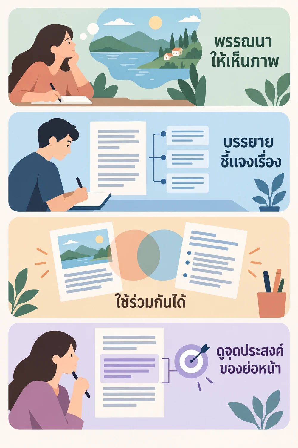 พรรณนาโวหารต่างจากบรรยายโวหารอย่างไร